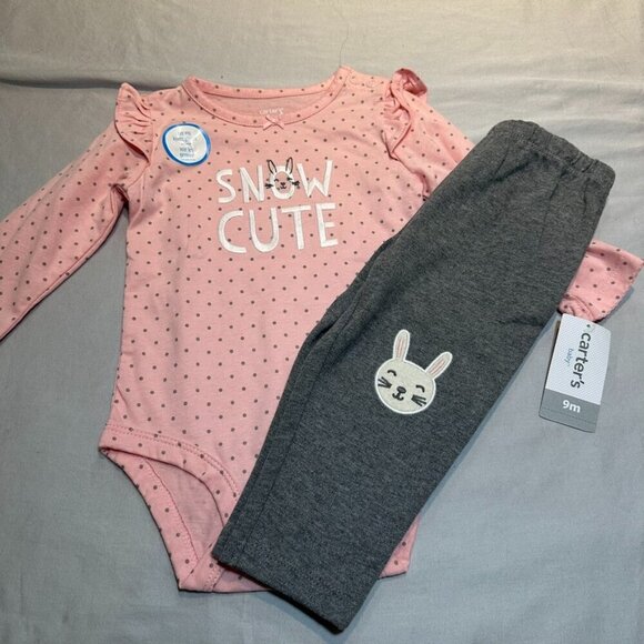 Carter's - 2 piece matching set with rabbit design. Size 9 months - Picture 1 of 3